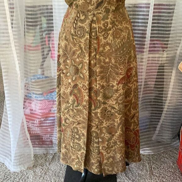 Vintage 100% Silk Saks Fifth Avenue Midi Dress Women’s 6 Paisley Lined - Picture 4 of 8